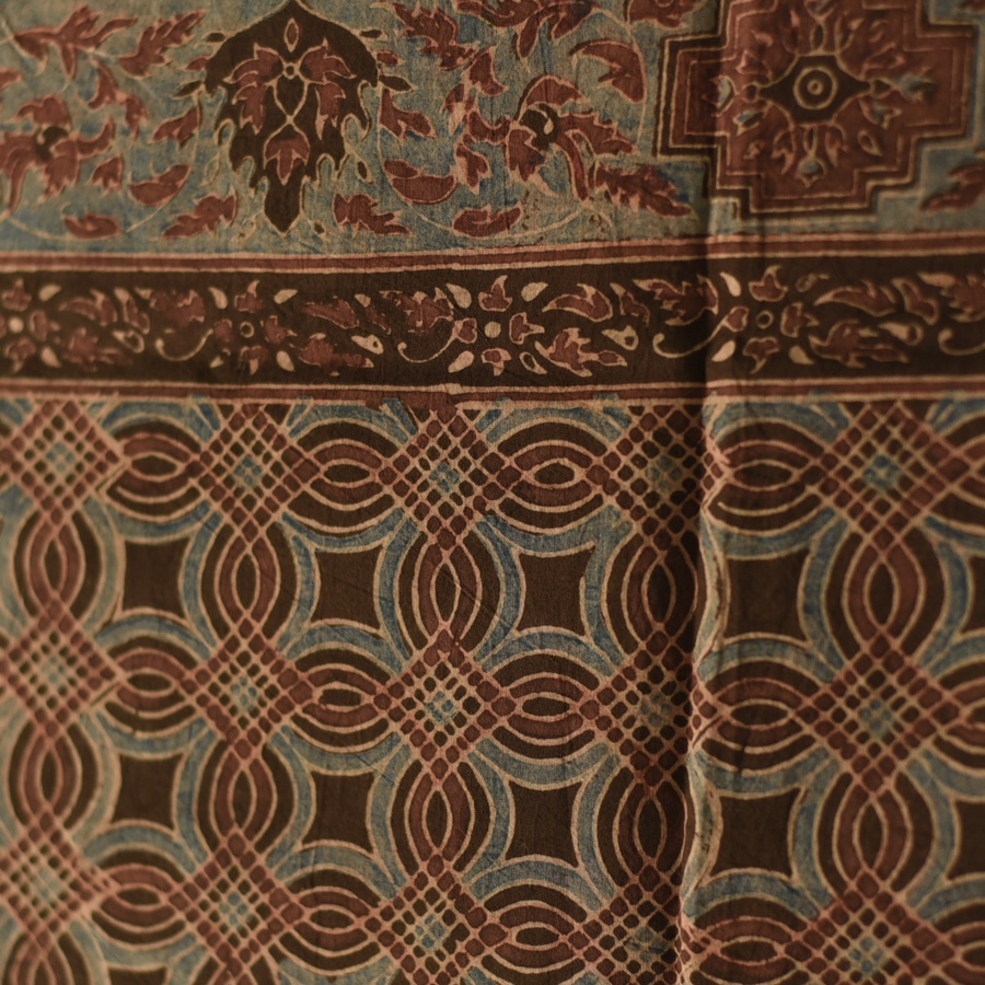 shop Hand Block Printed - Ajrakh Cotton Scarf 