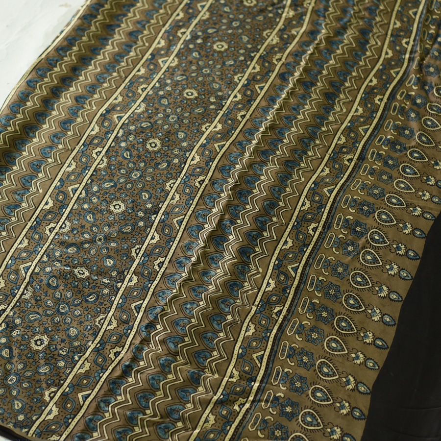 Shop Ajrakh Printed Modal Silk Saree