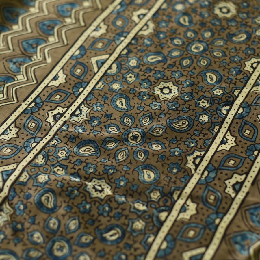 Shop Ajrakh Printed Modal Silk Saree