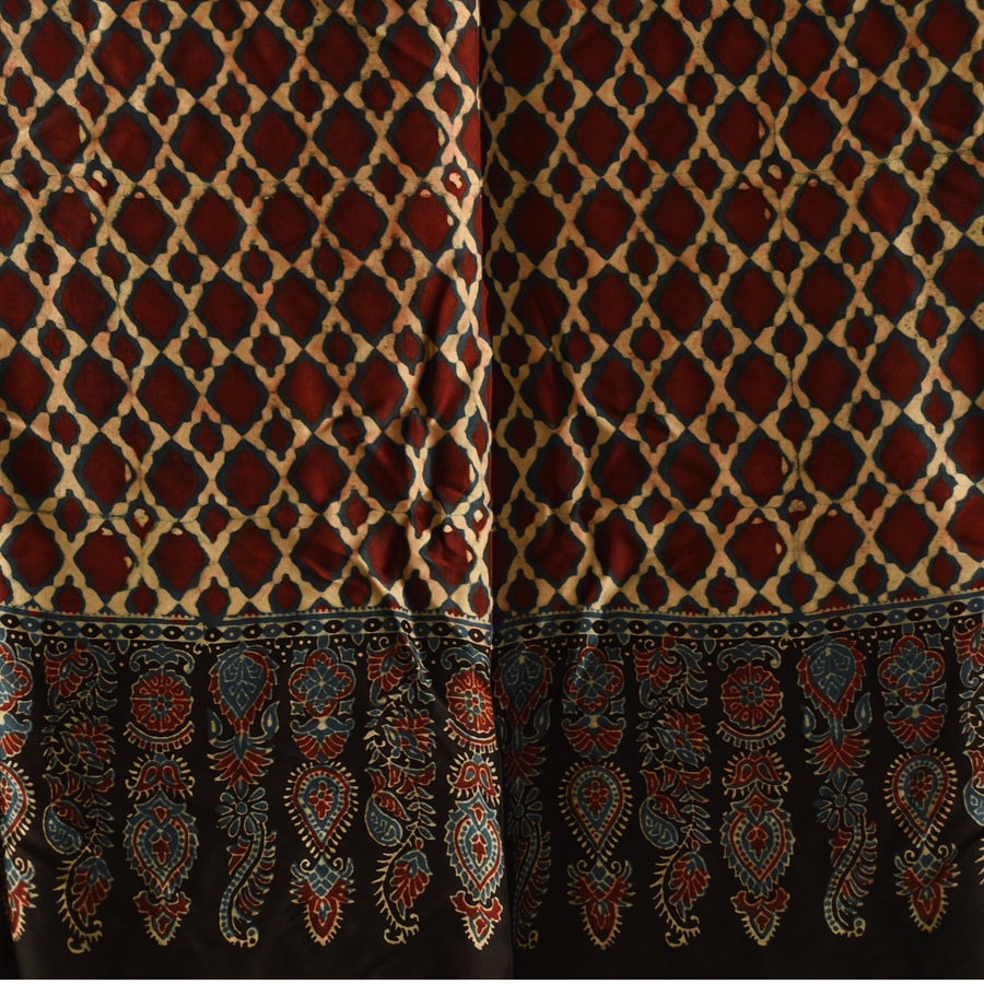 shop Ajrakh Block Printed - Square Modal Silk Scarf