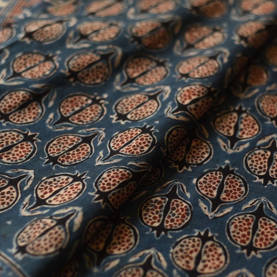 Online  Ajrakh Block Print - Mulmul Cotton Saree