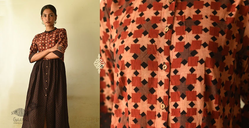 Ajrakh Print Skirt And Coat Set - KISAKSHI JAIPUR - 4073122