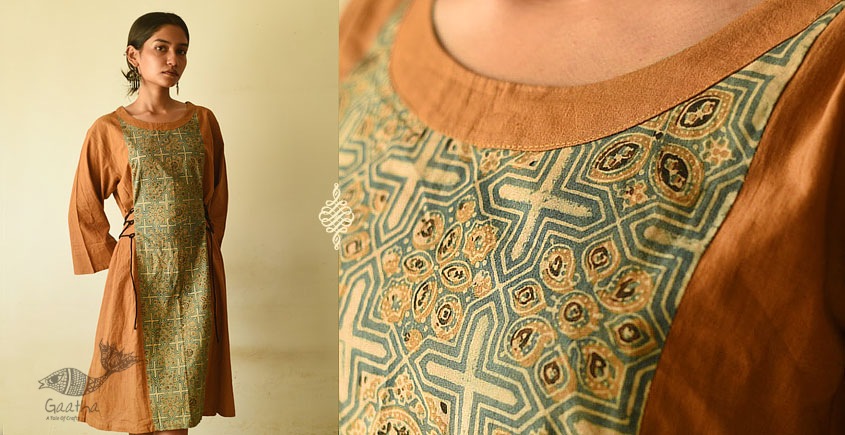 shop cotton dress ajrakh printed