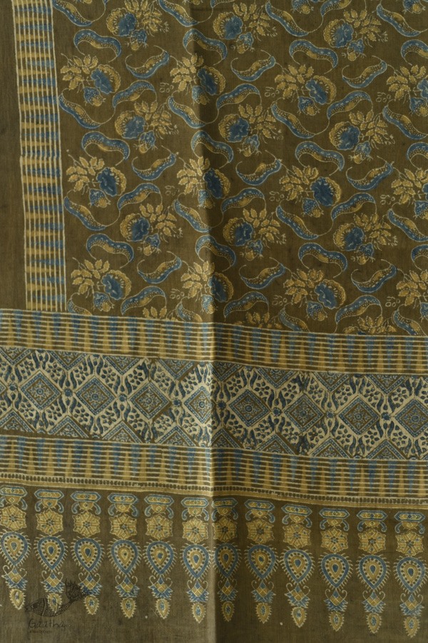 shop Ajrakh Block Print ~ Handloom Linen dupatta