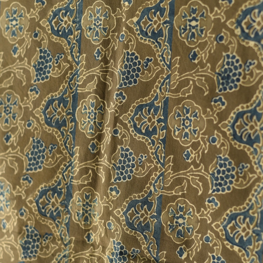 shop Ajrakh Printed - Greenish Grey Cotton Stole
