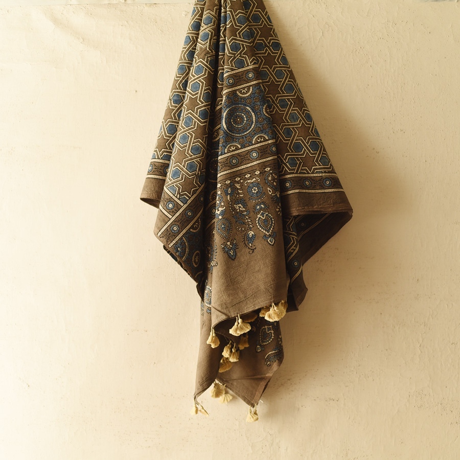 shop Ajrakh Block Printed Pure Cotton Dupatta 04