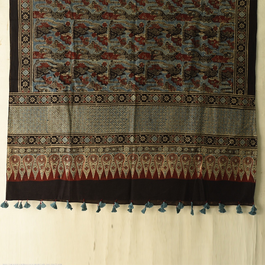 shop Ajrakh Block Printed Pure Cotton Dupatta 02