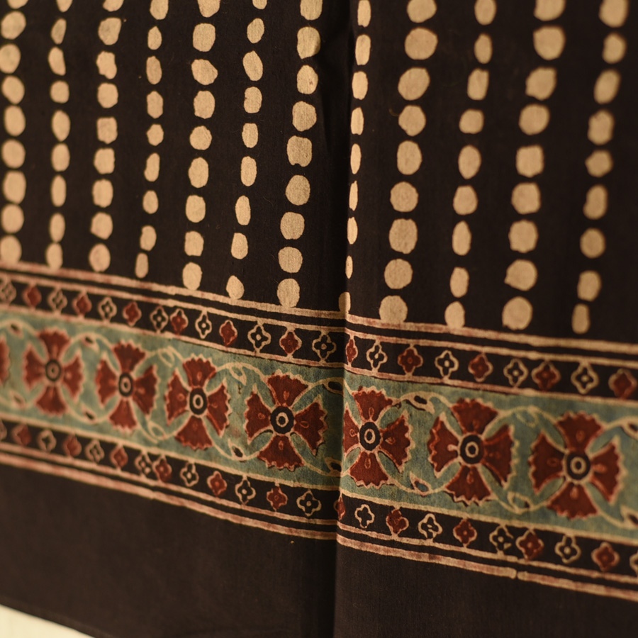 shop Hand Block Printed - Square Ajrakh Cotton Black Scarf