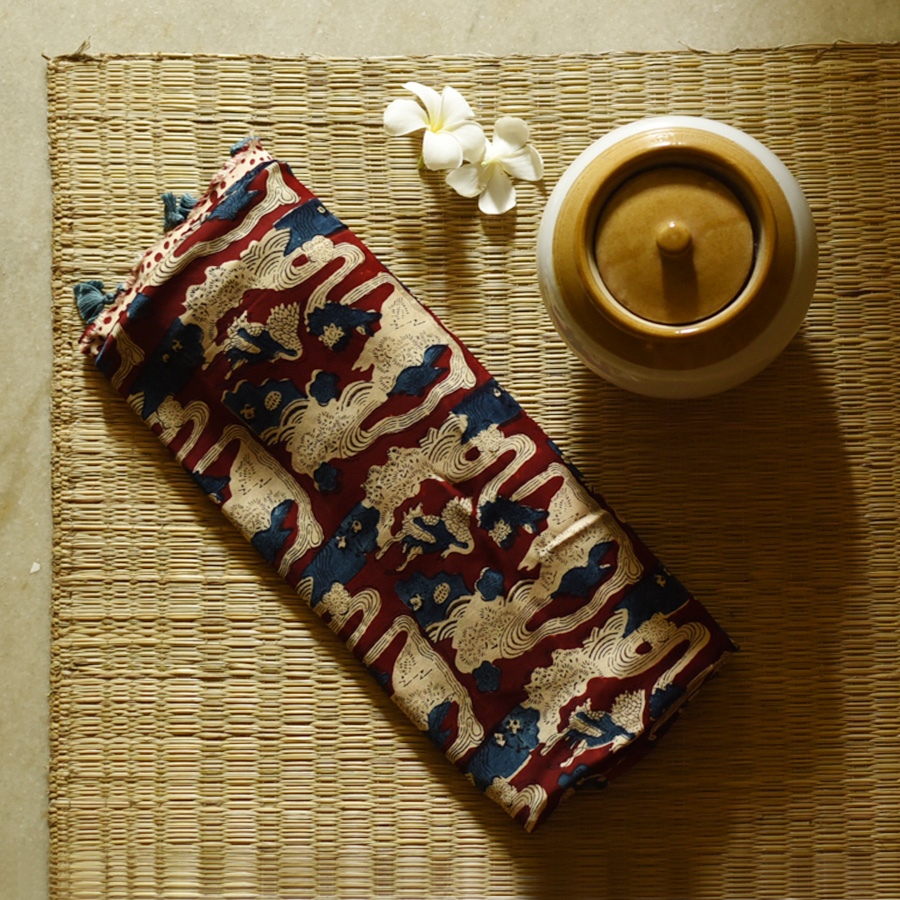 Shop Ajrakh Block Printed Modal Silk Saree