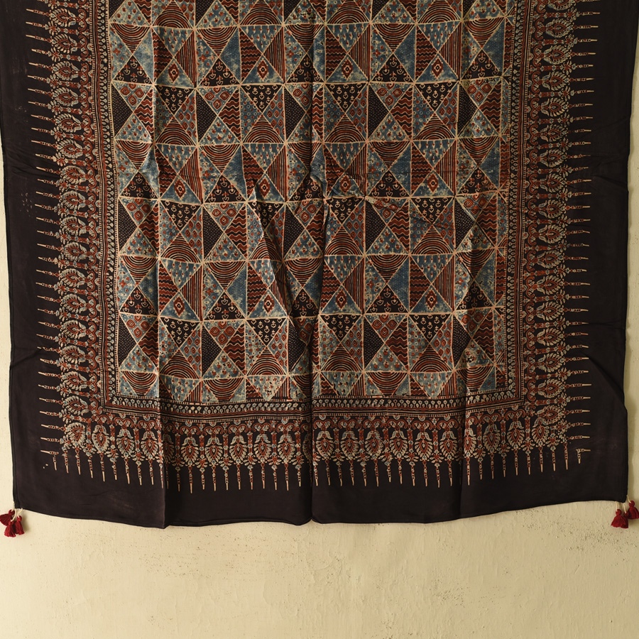 shop Ajrakh Printed Square Modal Silk Scarf