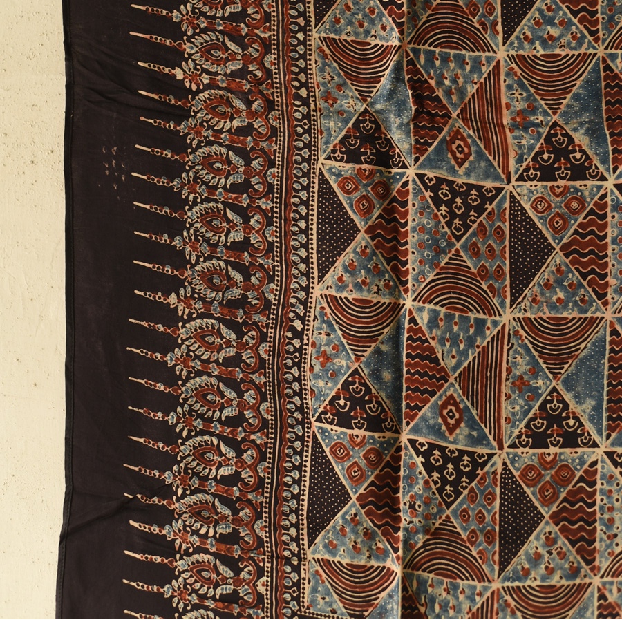 shop Ajrakh Printed Square Modal Silk Scarf