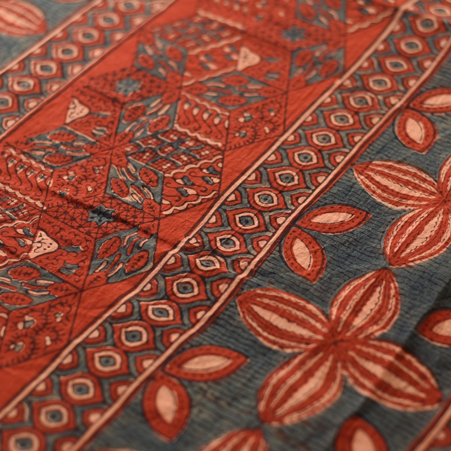 Online  Ajrakh Block Print - Mul Cotton Saree