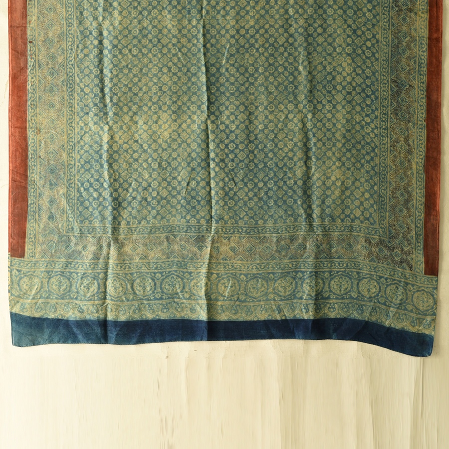 buy Ajrakh Mulberry Silk Dupatta - Natural dyed - B
