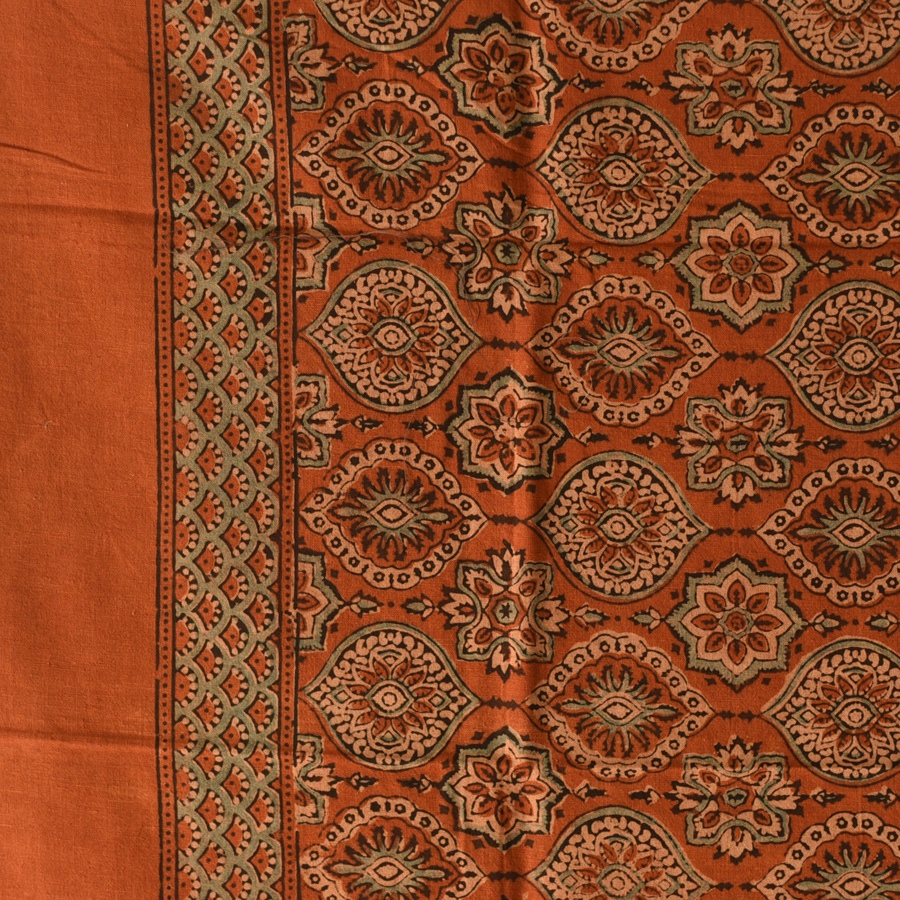 shop Hand Block Printed - Square Ajrakh Cotton Brown Scarf