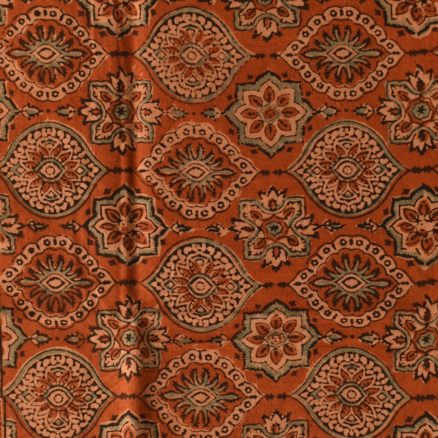 shop Hand Block Printed - Square Ajrakh Cotton Brown Scarf
