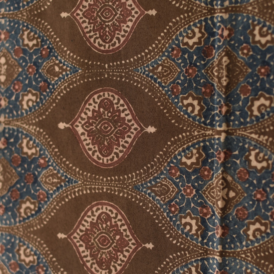 shop Hand Block Printed - Ajrakh Cotton Brown Stole