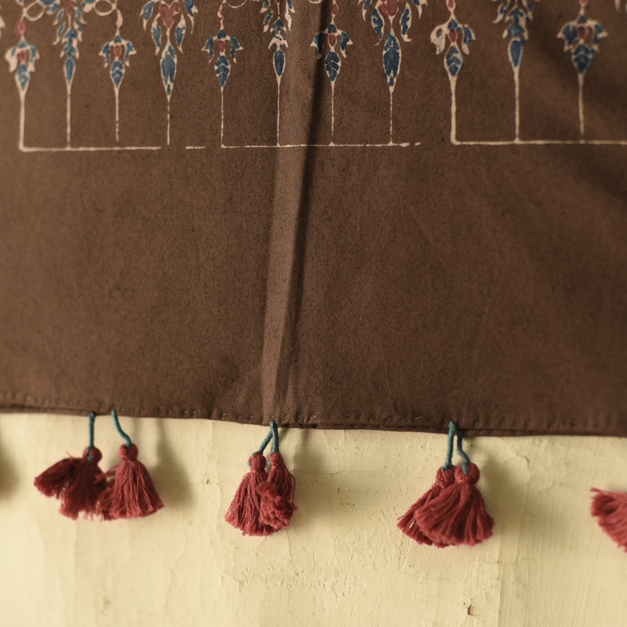 shop Hand Block Printed - Ajrakh Cotton Brown Stole