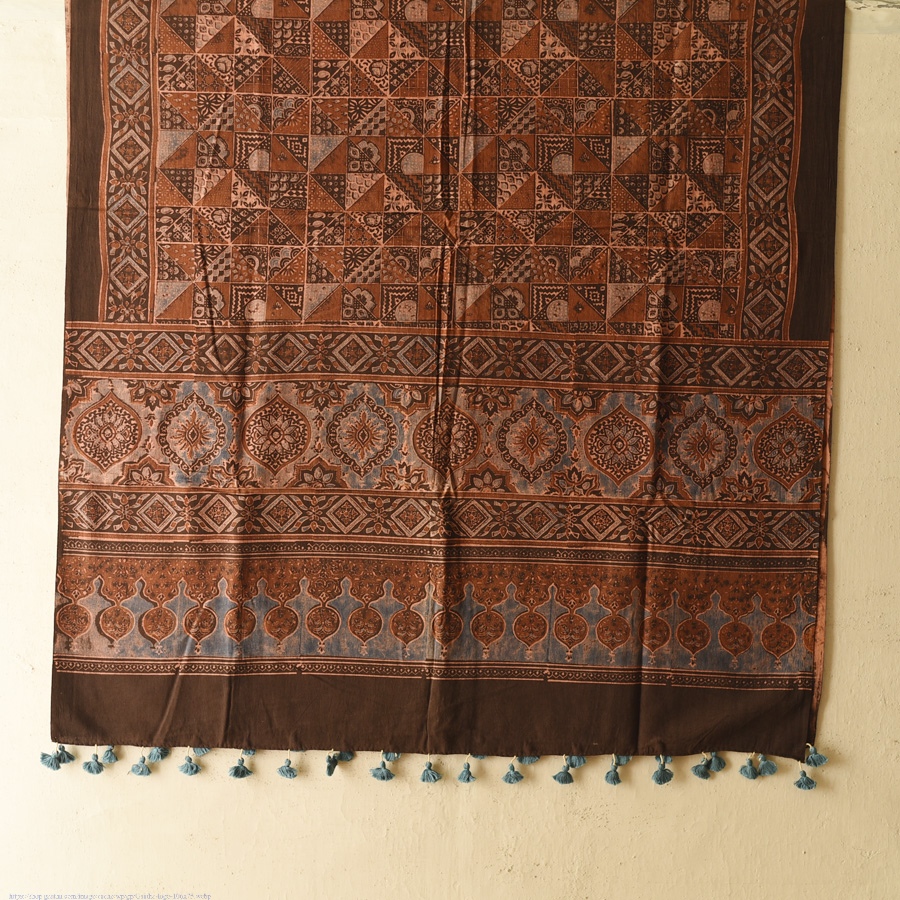 shop Ajrakh Block Printed Pure Cotton Dupatta 06