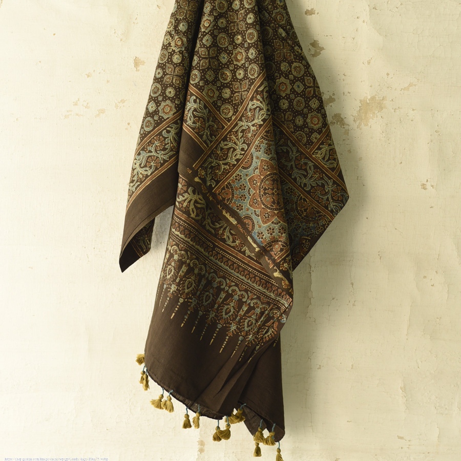 shop Ajrakh Block Printed Pure Cotton Dupatta - 03