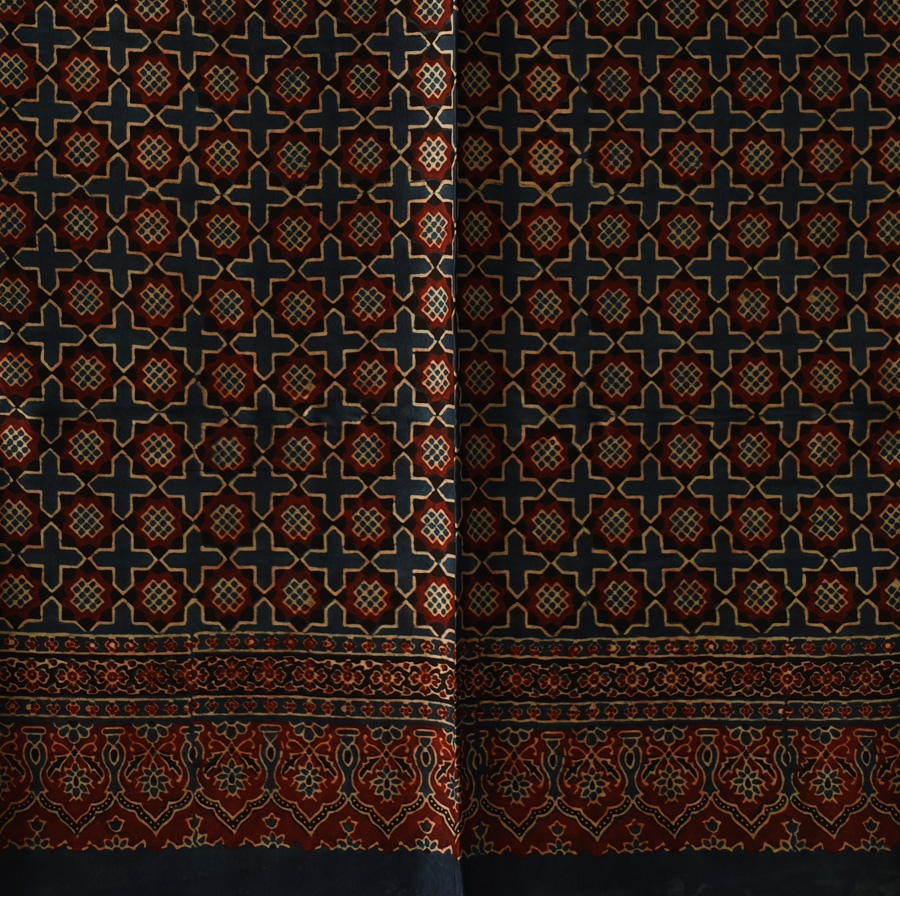 shop Ajrakh Jaali Printed Square Modal Silk Scarf 