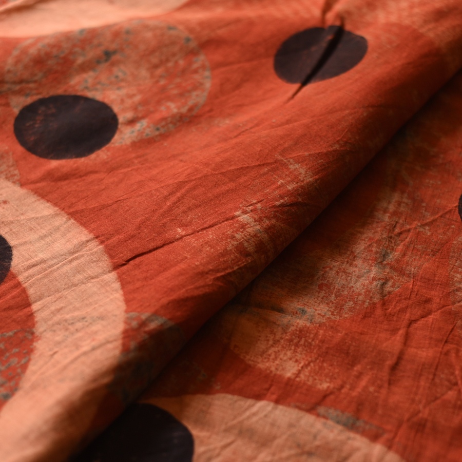 Online Ajrakh Printed Mul Cotton Saree in Red Color
