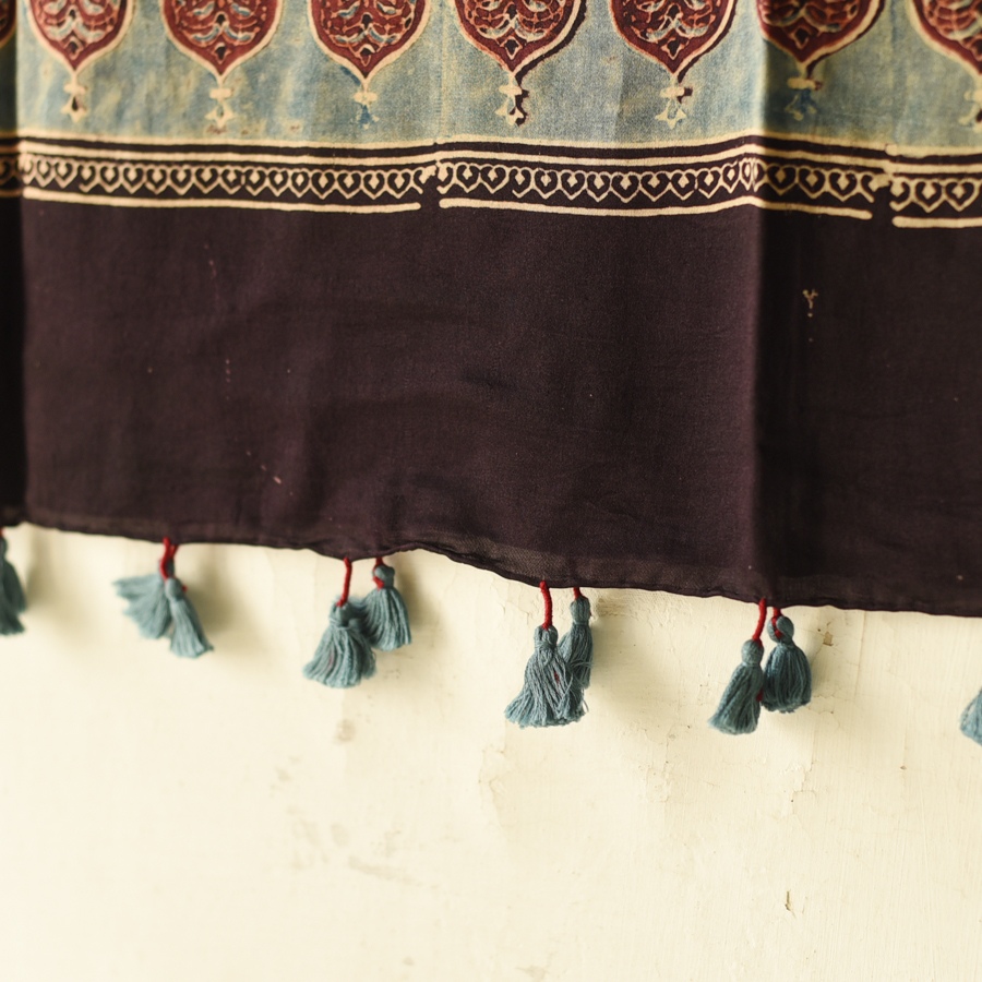 buy Ajrakh Mulberry Silk Dupatta - Natural dyed - C