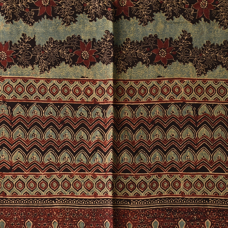 buy Ajrakh Mulberry Silk Dupatta - Natural dyed - C