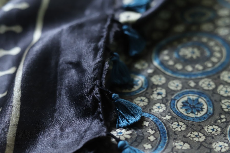 Kaveri . कावेरी - Gajji Silk Ajrakh Saree - 1