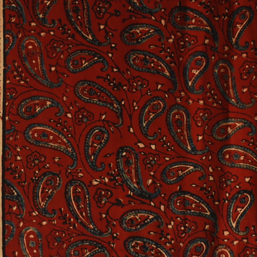 Shop Natural Dyed Ajrakh - Modal Silk Red Stole