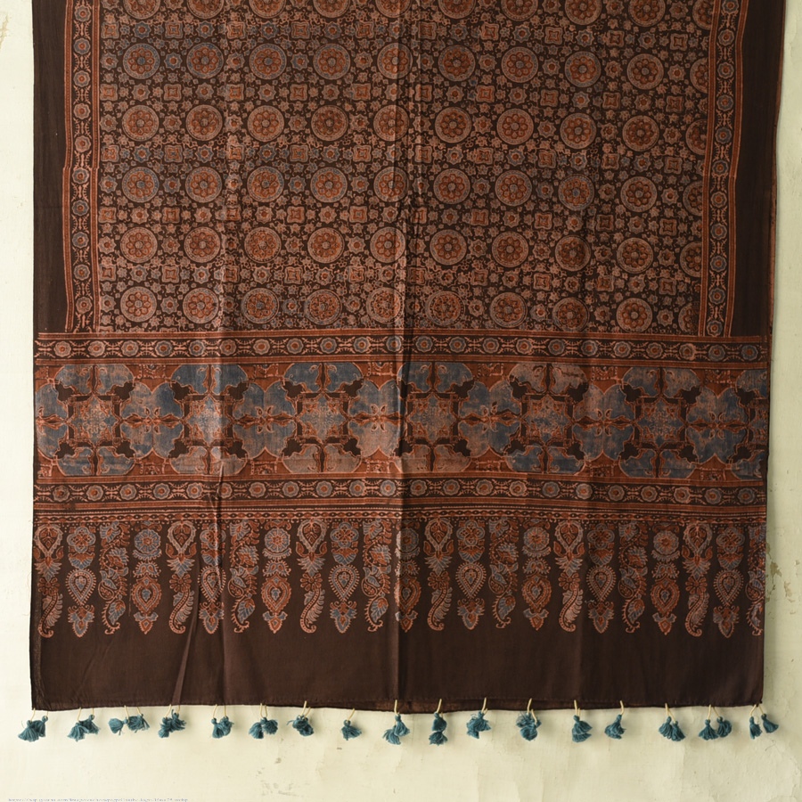 shop Ajrakh Block Printed Pure Cotton Dupatta 04