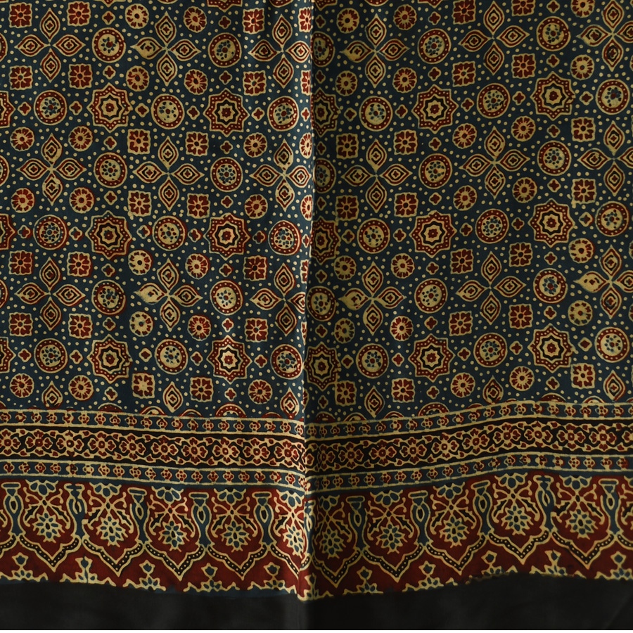 shop Ajrakh Block Printed - Square Modal Silk Scarf - D