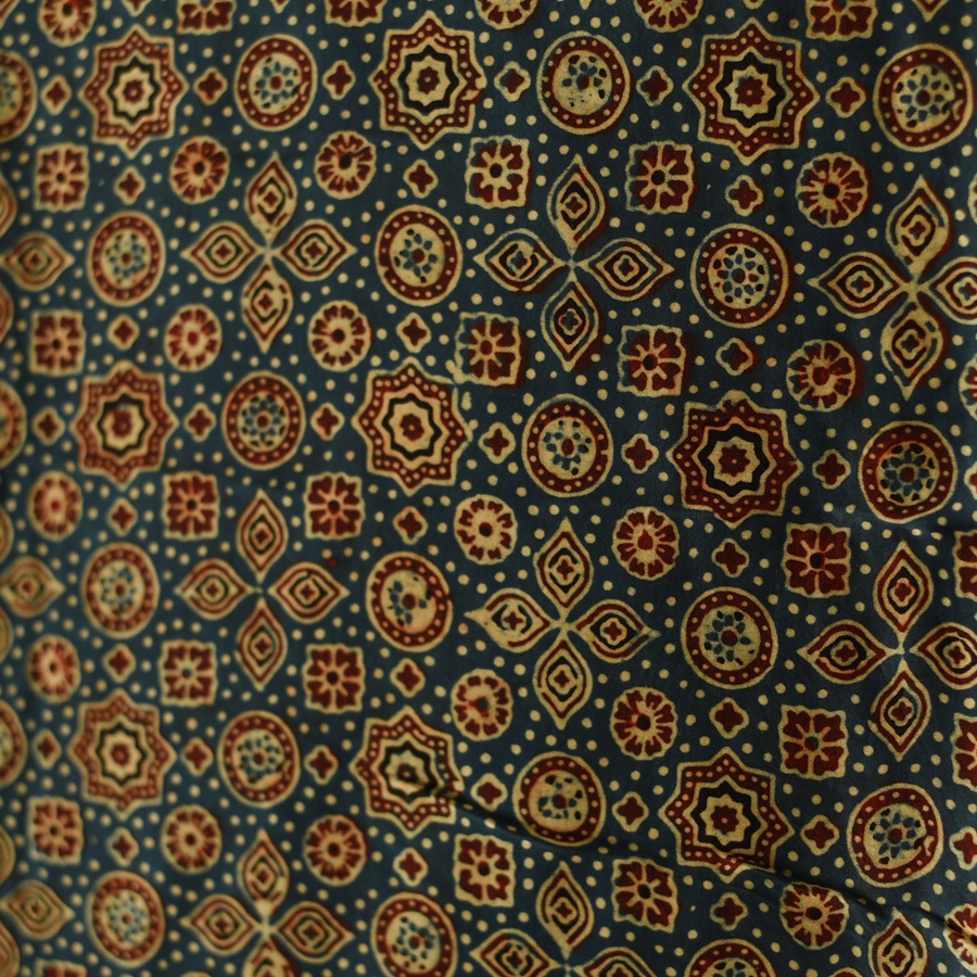 shop Ajrakh Block Printed - Square Modal Silk Scarf - D