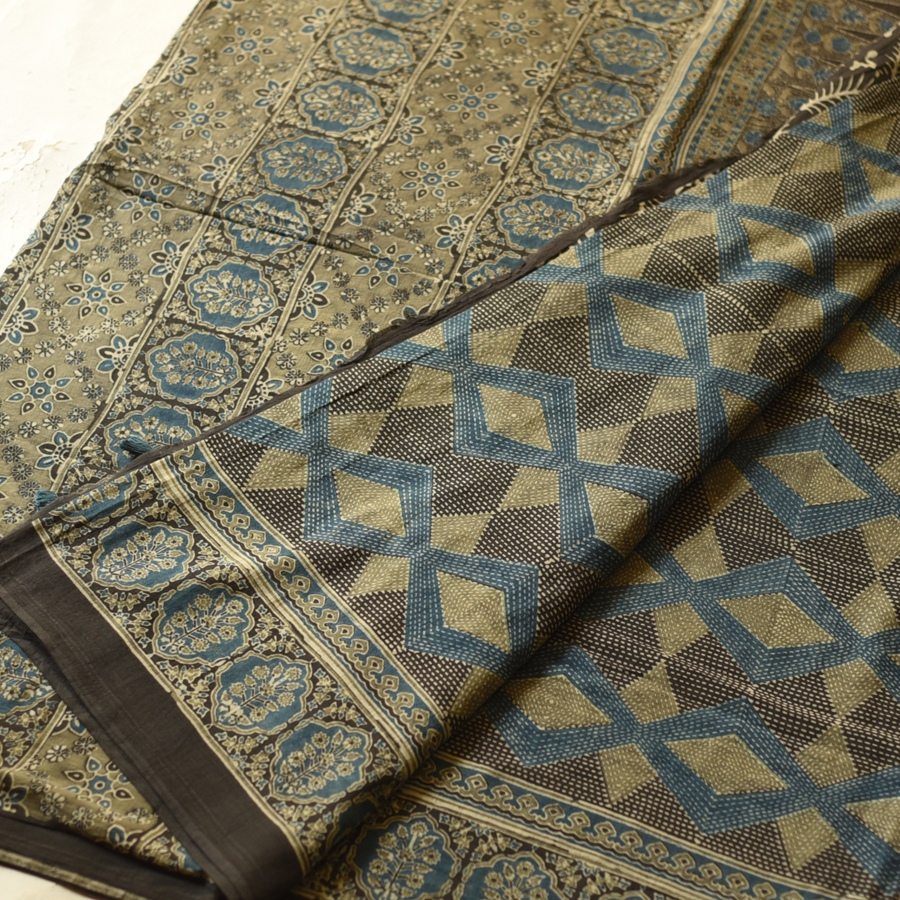 Online Ajrakh Mul Soft Cotton Saree