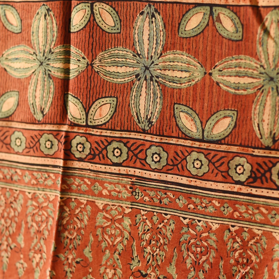 buy Ajrakh Mulberry Silk Dupatta - Natural dyed - D