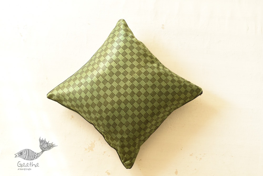 shop ajrakh block printed Mashru Cushion Cover