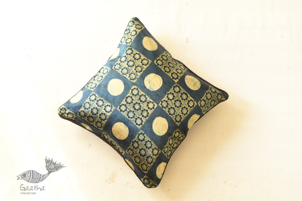 shop Ajrakh Printed Mashru Cushion Cover