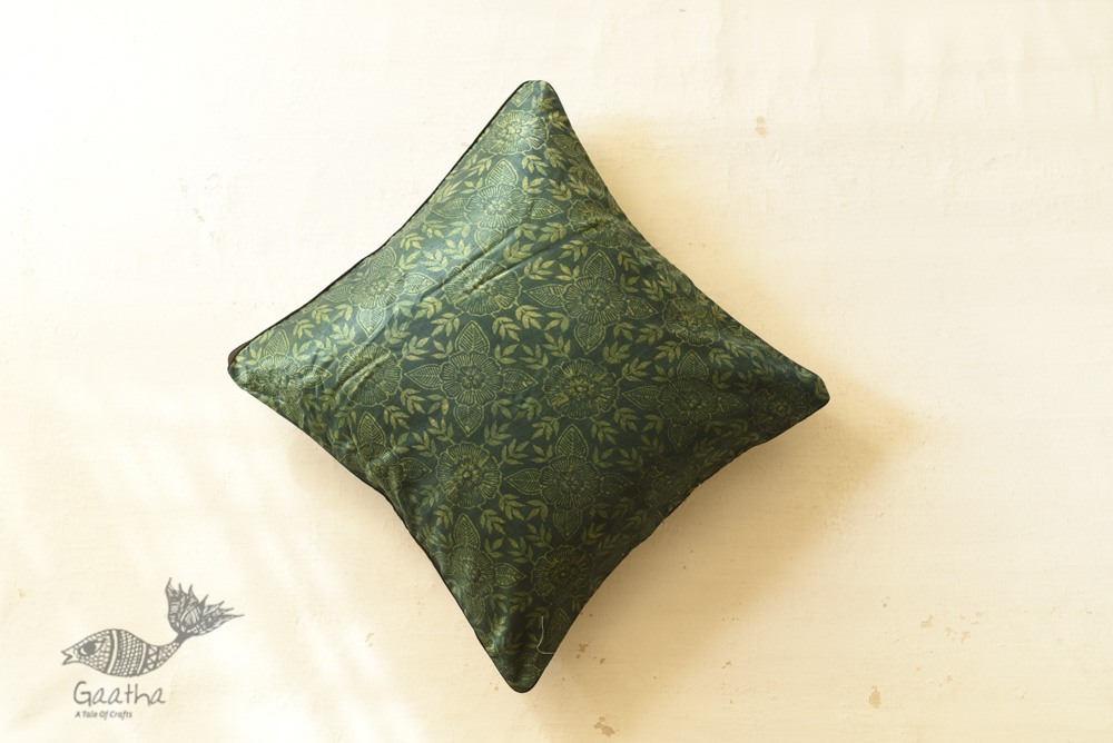 shop Mashru Block Printed ~ Ajrakh Cushion Cover