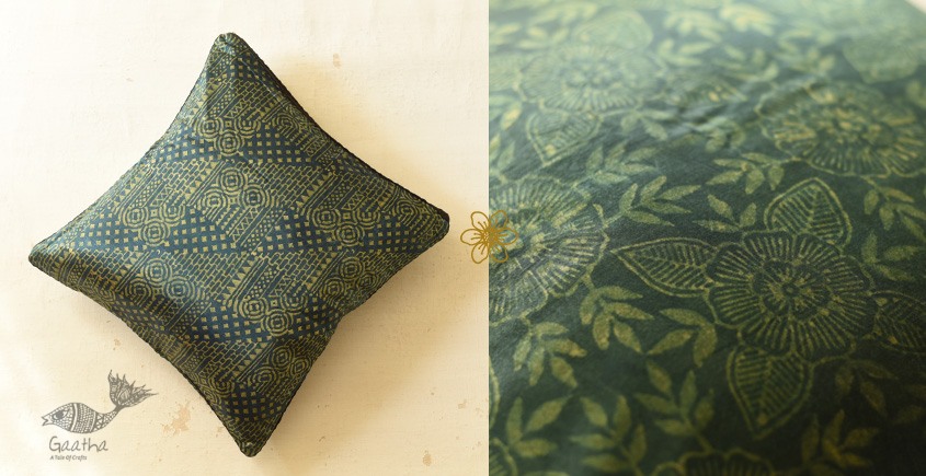 shop Mashru Block Printed ~ Ajrakh Cushion Cover