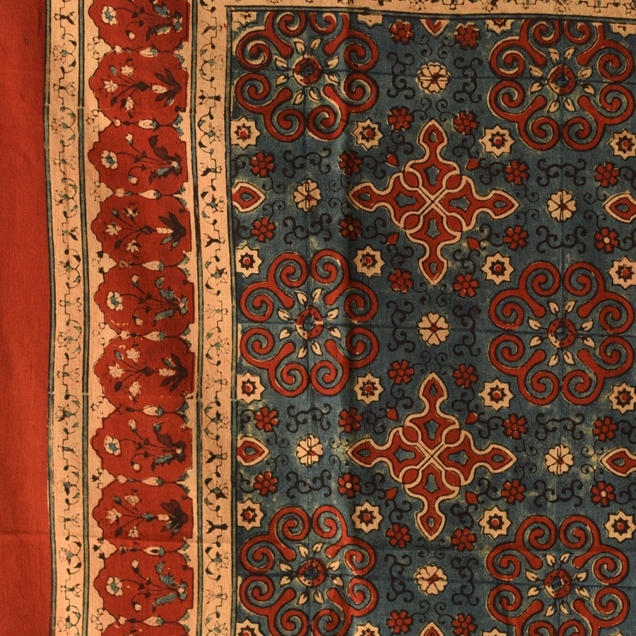 shop Hand Block Printed - Ajrakh Cotton Red Scarf