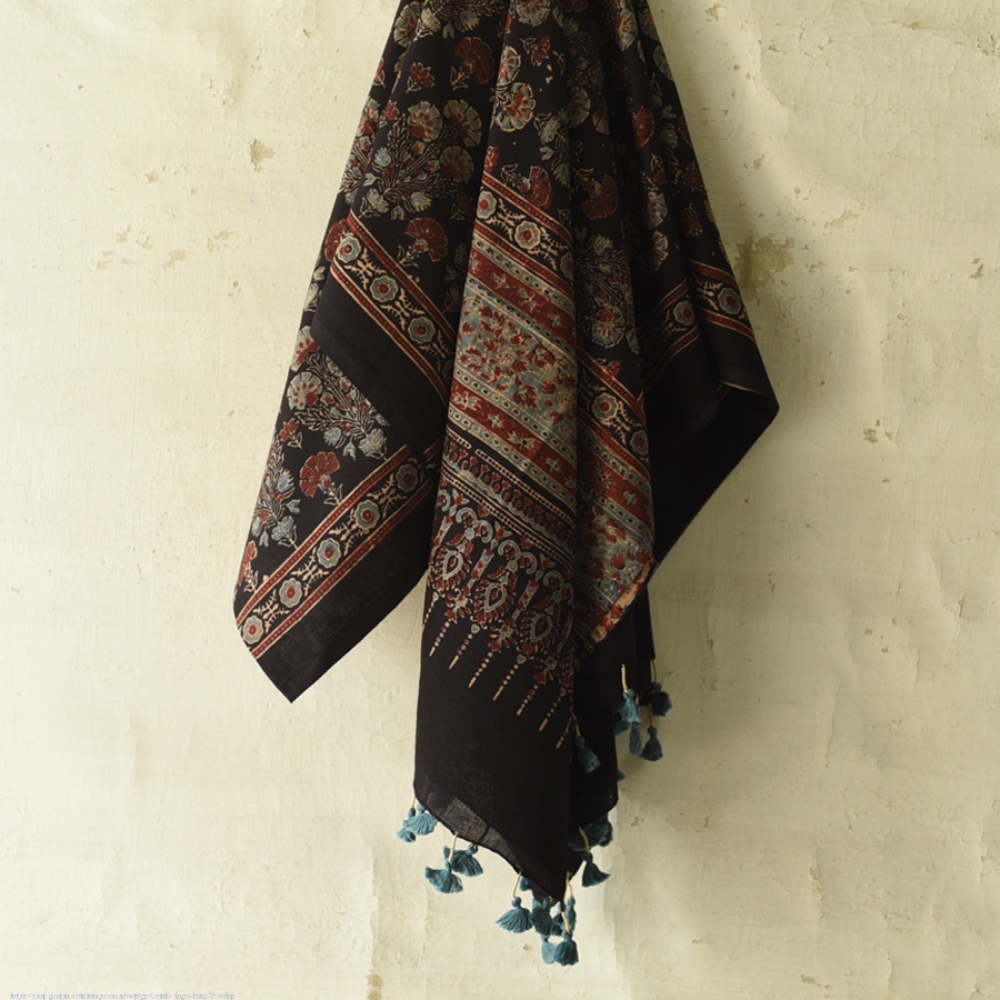 shop Ajrakh Block Printed Pure Cotton Dupatta 05