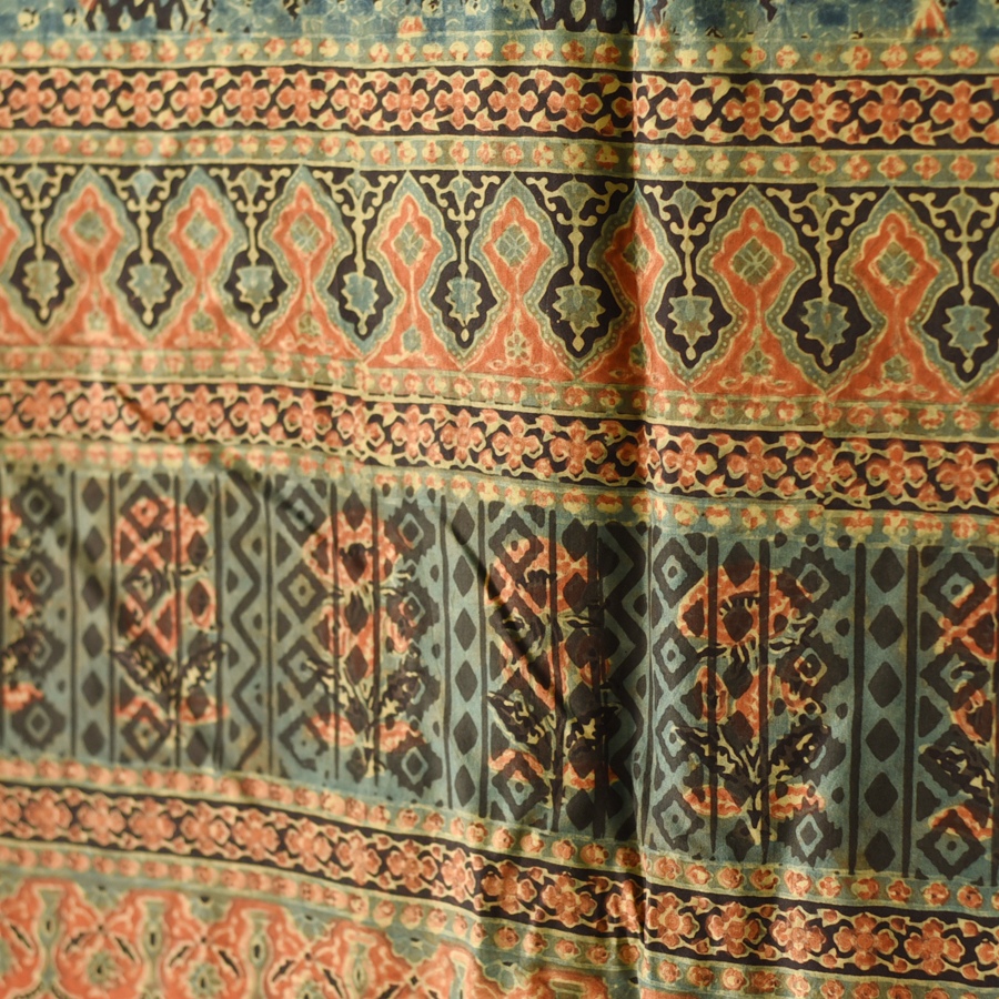 buy Ajrakh Mulberry Silk Dupatta - Natural dyed - E