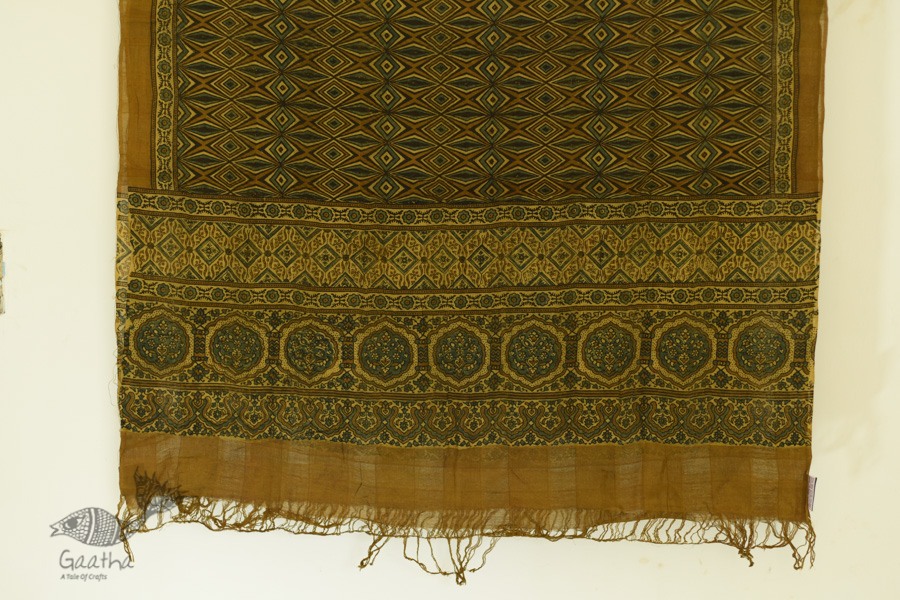 Handwoven Cotton - Ajrakh Block Printed Dupatta