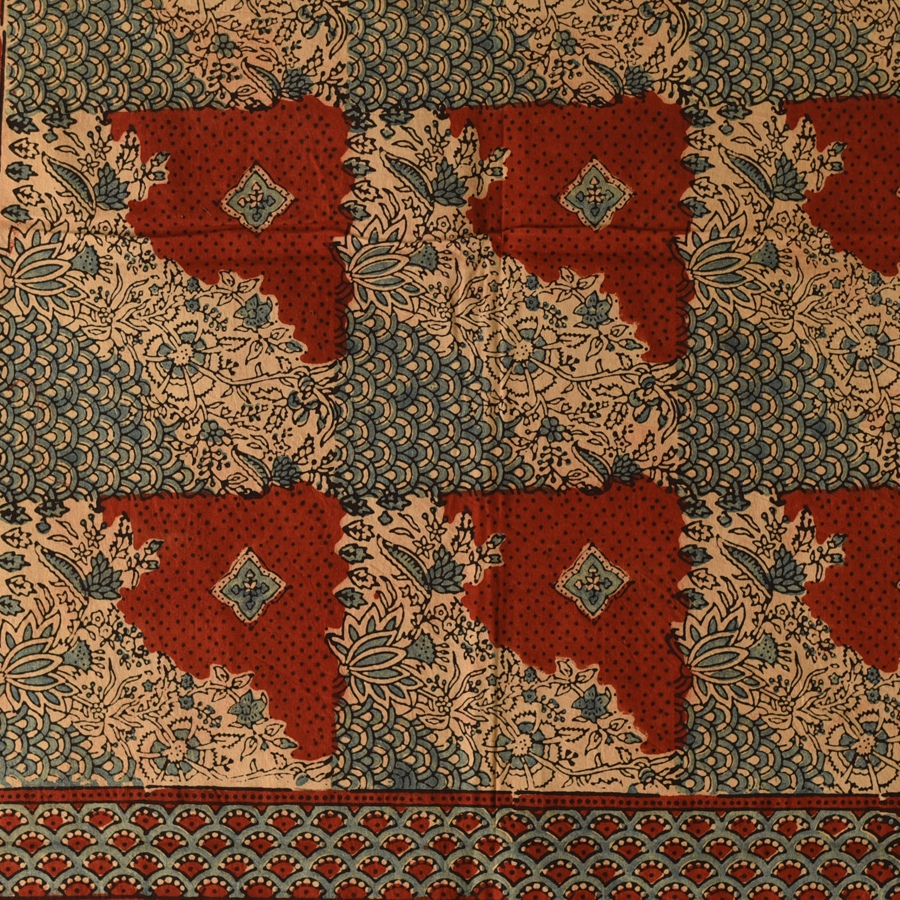 shop Ajrakh Block Printed Cotton Red Stole