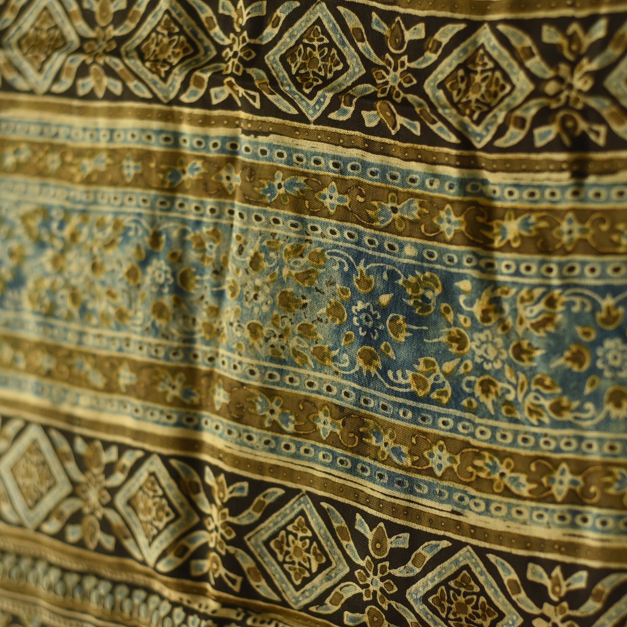 Shop Natural Dyed Ajrakh - Modal Silk Stole - Fish Motif