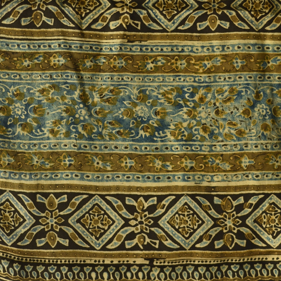 Shop Natural Dyed Ajrakh - Modal Silk Stole - Fish Motif