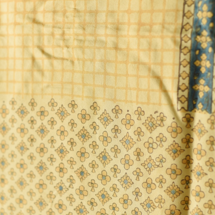 buy Ajrakh Mulberry Silk Dupatta - Light Yellow