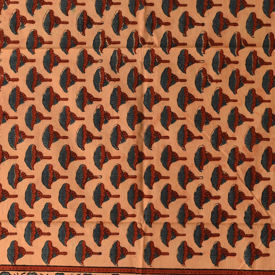 shop Ajrakh Printed - Flower Motif Cotton Stole