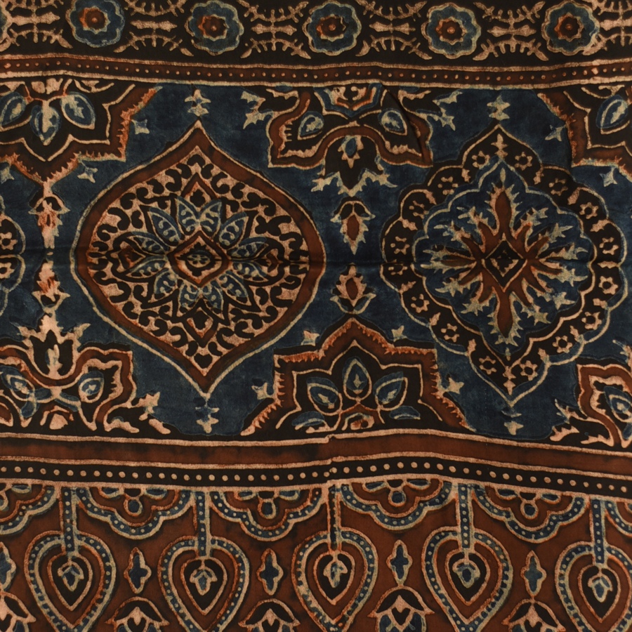 Shop Natural Dyed Ajrakh Block Printed - Modal Silk Stole