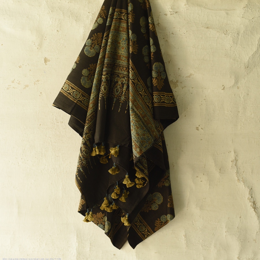 shop Ajrakh Block Printed Pure Cotton Dupatta 07
