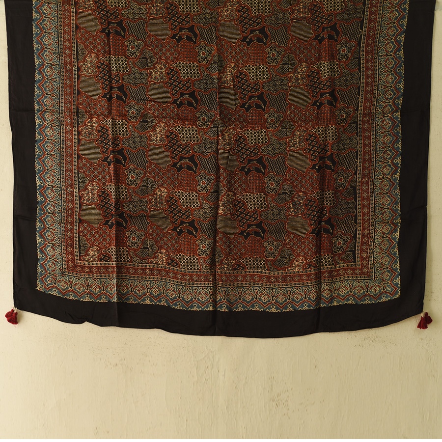 shop Ajrakh Hand Block Printed - Square Modal Silk Scarf